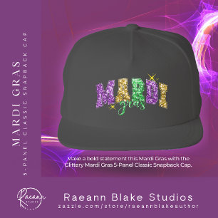 Glittery Mardi Gras 5-Panel Classic Snapback Cap