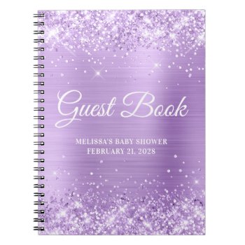 Glittery Mauve Baby Shower Guestbook Notebook by purplestuff at Zazzle