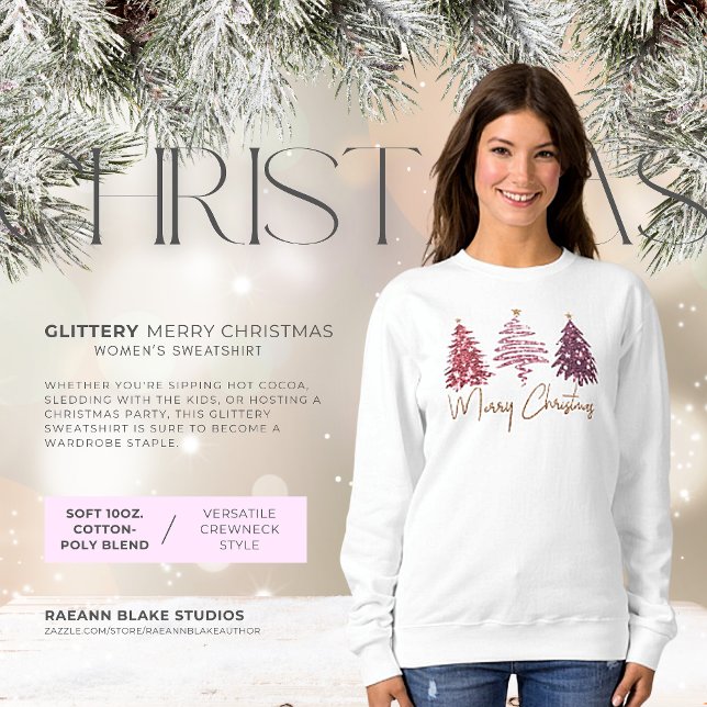 Glittery Merry Christmas Basic Sweatshirt (Creator Uploaded)
