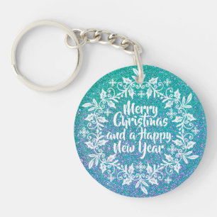 Glittery Merry Christmas Keychain
