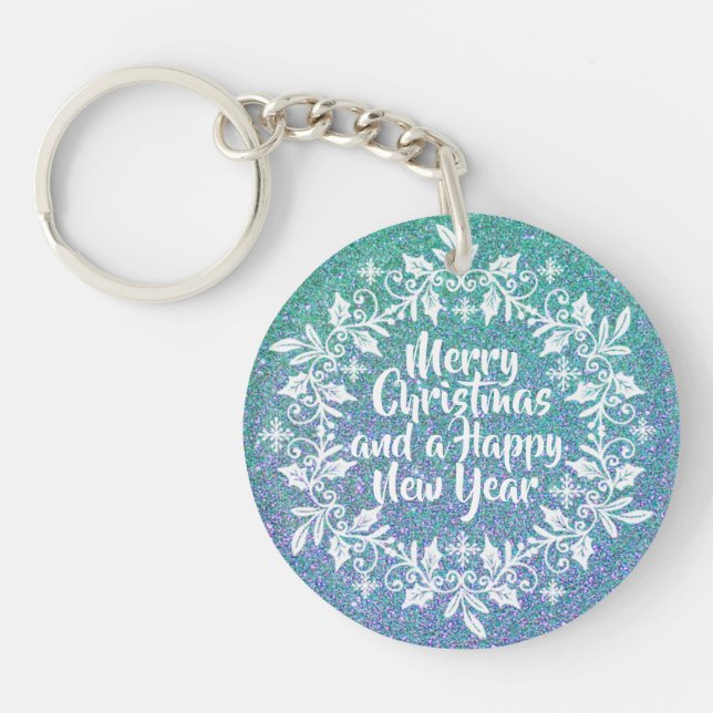 Glittery Merry Christmas  |  Keychain (Front)