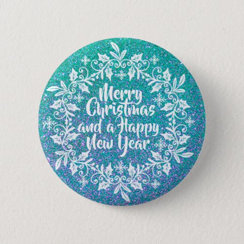 Glittery Merry Christmas  Pin Button