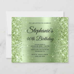 Glittery Mint Glam Fancy Monogram 40th Birthday
