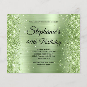 Glittery Mint Glam Fancy Monogram 40th Birthday Flyer