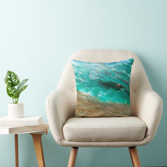 Glittery Modern Artsy Abstract Throw Pillow (Chair)