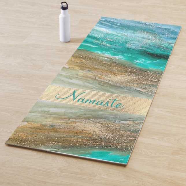 Glittery Modern Artsy Personalized Yoga Mat (In Situ)