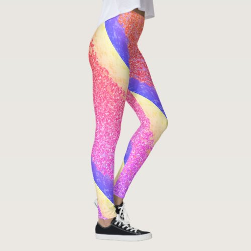 Glittery Multicolor Stripes Sparkling Pink Purple Leggings