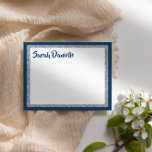 Glittery Navy Blue and Silver Thank You Flat Card<br><div class="desc">This trendy flat card features bold lettering on the front with a layered look in silver glitter and white,  and a solid colored background. Add your text using the template form. Change the font,  layout and colors using the Customize feature.</div>