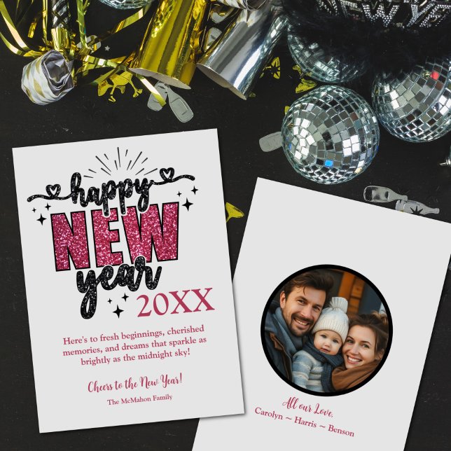 Glittery New Year's Customizable Photo Holiday Card (Glittery New Year's Customizable Photo Greeting Card)