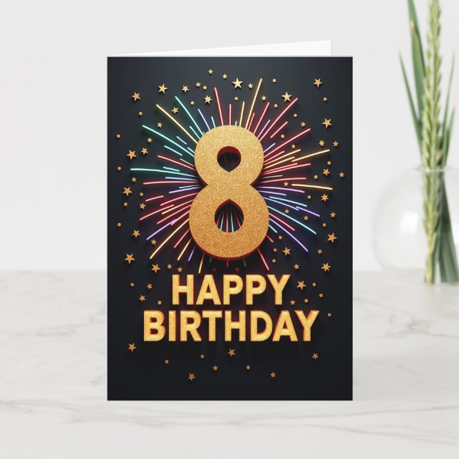 Glittery Number Eight Birthday Card (Front)