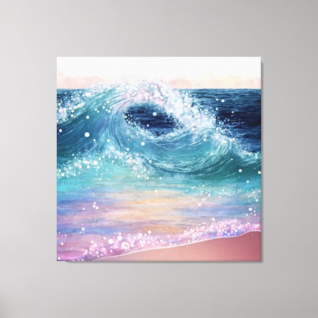 Glittery Ocean Waves Canvas Print (Front)