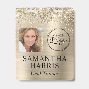Glittery Pale Gold Foil Logo and Photo Badge