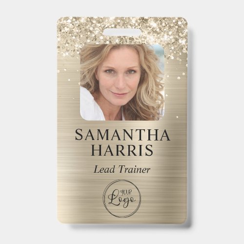 Glittery Pale Gold Foil Logo and Photo Badge