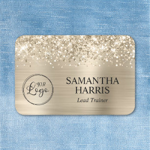 Glittery Pale Gold Foil Logo Name Tag