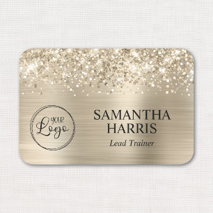Glittery Pale Gold Foil Logo Name Tag