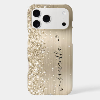 Glittery Pale Gold Foil Modern Girly Signature iPhone 17 Pro Max Case