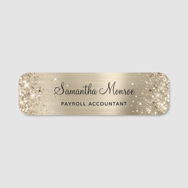 Glittery Pale Gold Foil Name Tag (Front)