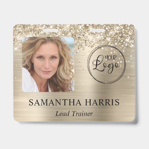 Glittery Pale Gold Foil Photo and Logo Badge