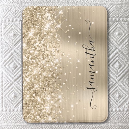Glittery Pale Gold Glam Modern Girly Signature Kindle Cover