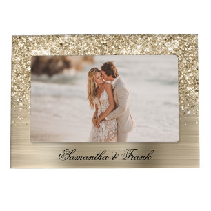 Glittery Pale Gold Glam Wedding Magnetic Frame
