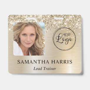 Glittery Pastel Pearl Gold Glam Photo and Logo Badge