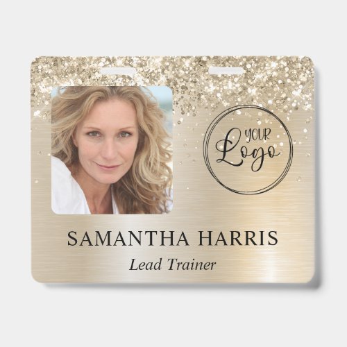Glittery Pastel Pearl Gold Glam Photo and Logo Badge