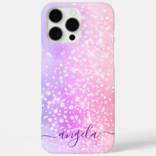 Glittery Pastel Pink Ombre Glam Signature iPhone 16 Pro Max Case