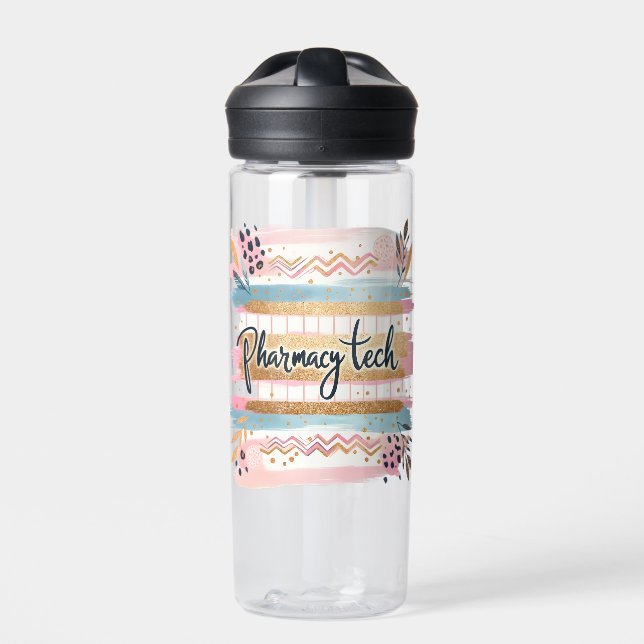 Glittery Pharmacy Tech Water Bottle (Front)