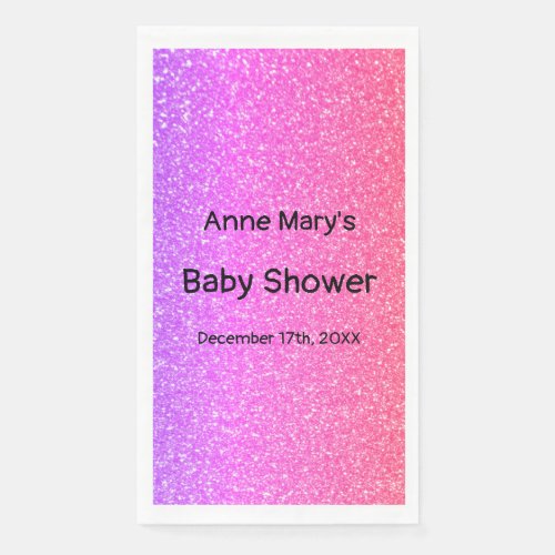 Glittery Pink Baby Shower Girls Cute Ombre Custom  Paper Guest Towels