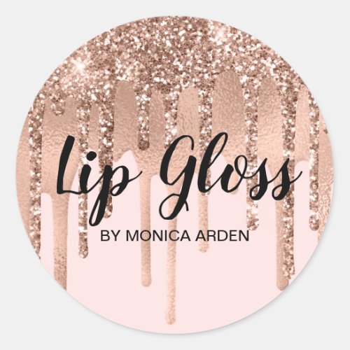 Glittery Pink Lip Gloss Classic Round Sticker