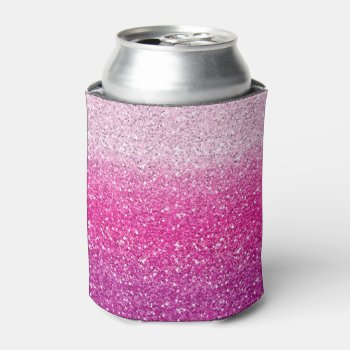 Glittery Pink Ombre Can Cooler by StuffOrSomething at Zazzle