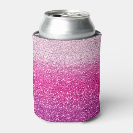 Glittery Pink Ombre Can Cooler