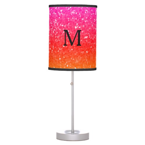 Glittery Pink Ombre Monogram Initials Gift Favor Table Lamp
