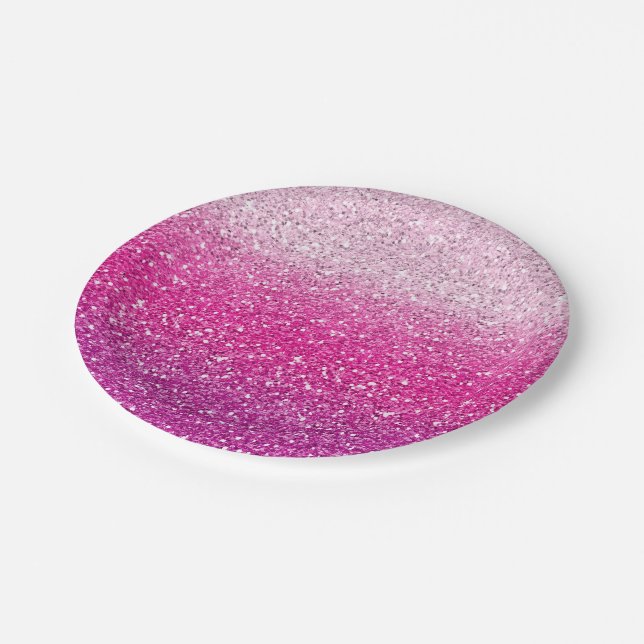 Glittery Pink Ombre Paper Plates (Angled)