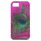 Glittery Pink Peacock Feather