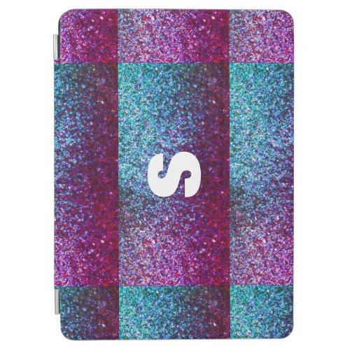 Glittery Pink Purple Ombre Abstract Monogram 2024 iPad Air Cover