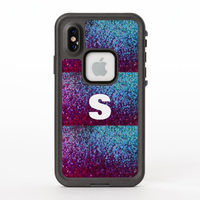 Glittery Pink Purple Ombre Abstract Monogram Gift LifeProof iPhone Case (Back)