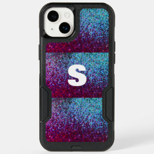 Glittery Pink Purple Ombre Abstract Monogram Gift OtterBox iPhone 14 Plus Case