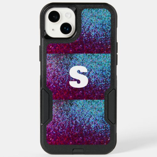 Glittery Pink Purple Ombre Abstract Monogram Gift OtterBox iPhone 14 Plus Case