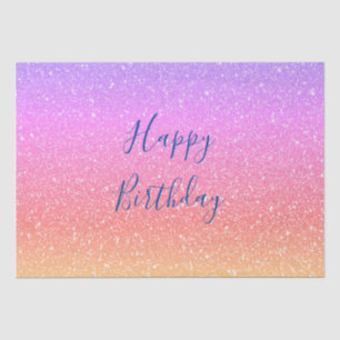Glittery Pink Purple Ombre Colorful Happy Birthday Tissue Paper