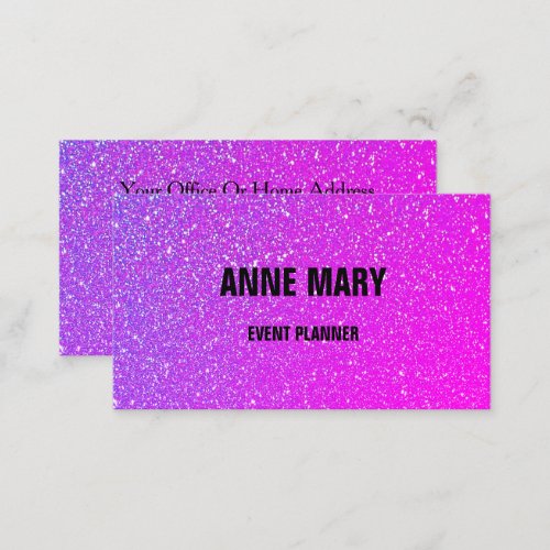 Glittery Pink Purple Ombre Wedding Event Planner Business Card