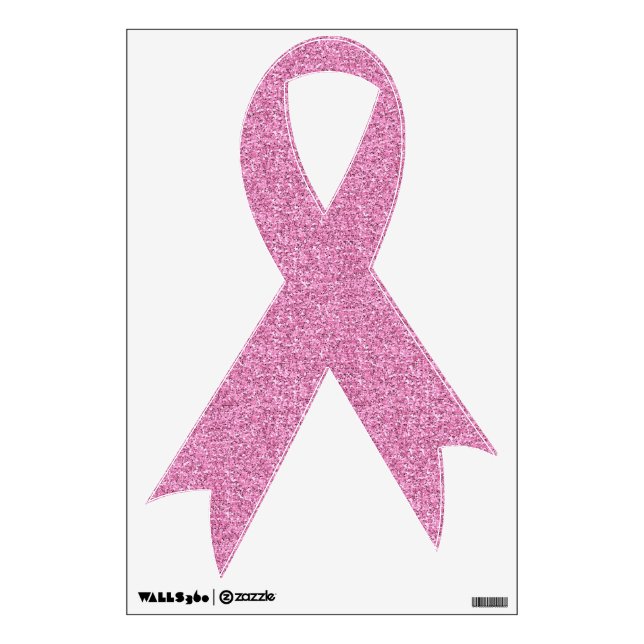 Glittery Pink Ribbon Wall Decal (Front)