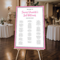 Glittery Pink Silver Alphabetical Seating Chart