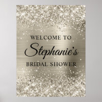 Glittery Platinum Faux Foil Bridal Shower Welcome