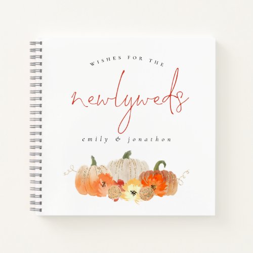 Glittery Pumpkins Wishes for Newlyweds Guest Book