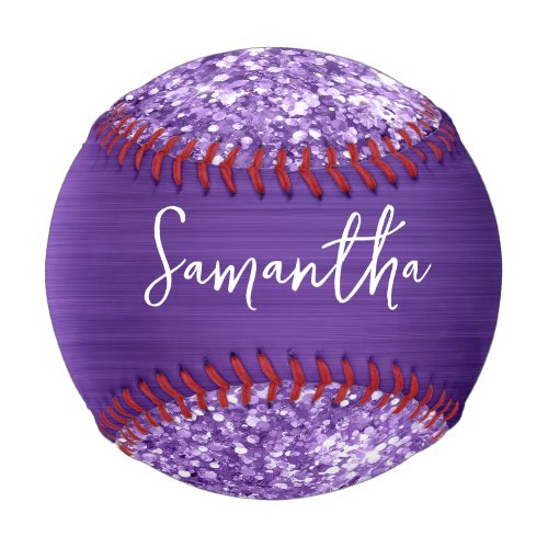 Glittery Purple Amethyst Glam Name Baseball