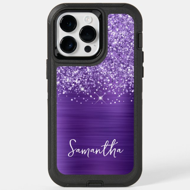 Glittery Purple Amethyst Glam Name Otterbox iPhone Case (Back)