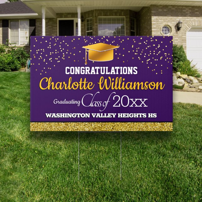 Glittery Purple and Yellow Congrats Graduate Sign (Creator Uploaded)