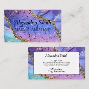Glittery Purple, Aqua Blue and Emerald Green Ombre Business Card