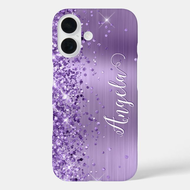 Glittery Purple Foil Girly Name Case-Mate iPhone Case (Back)